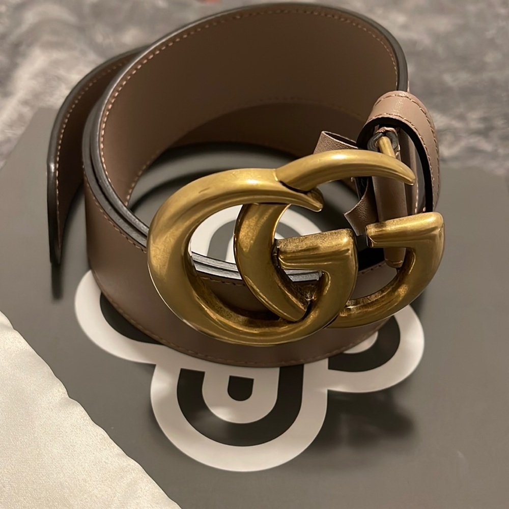Gucci Calfskin Double G Marmont Belt -Porcelain Rose